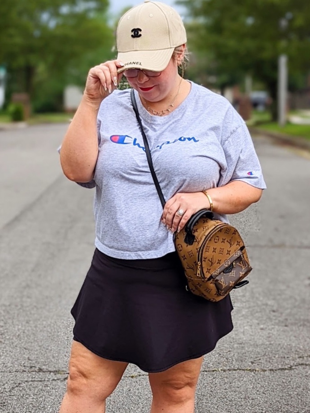 Champion Gray Cropped Logo Tee